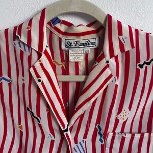 Vintage Red Striped Silky Shirt